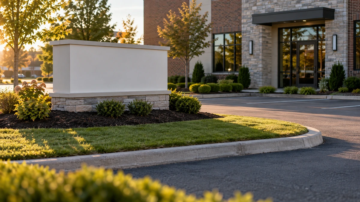 A freshly mown front lawn with clean stripes in front of a single story home in Columbus